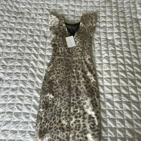 Alexis metallic leopard ruffle midi dress - Picture 6 of 11